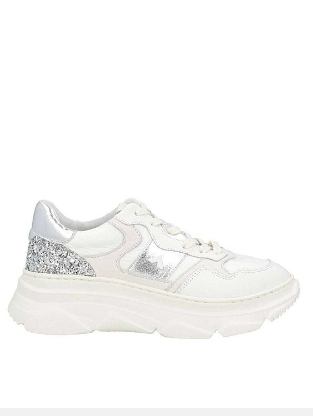 Stylish Leather White & Silver Modern Sneakers